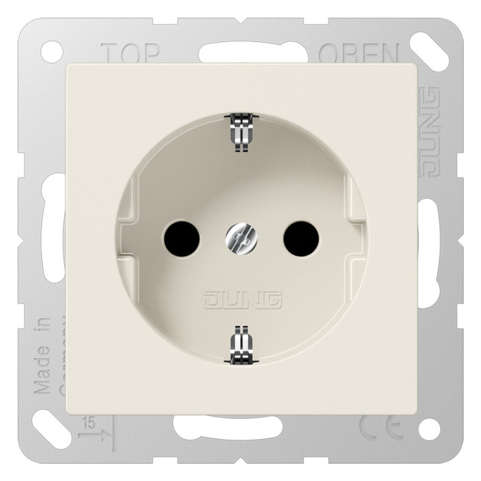 Розетка Jung AS 500, скрытый монтаж, с заземлением, бежевый, A520