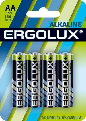 Элемент питания алкалиновый AA/LR6 1.5В Alkaline BL-4 (блист.4шт) Ergolux 11748