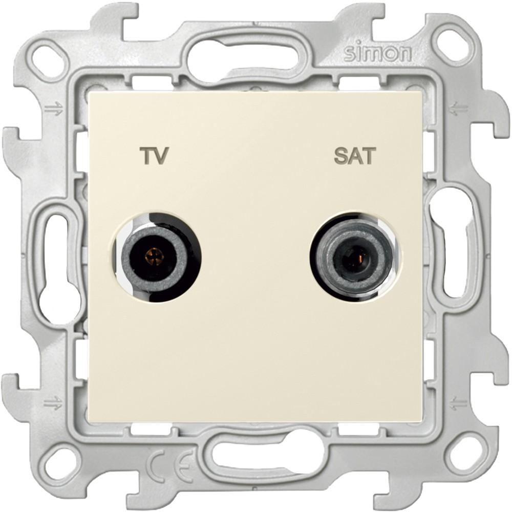 Розетка TV-SAT Simon SIMON 24 HARMONIE, скрытый монтаж, слоновая кость, 2410485-031