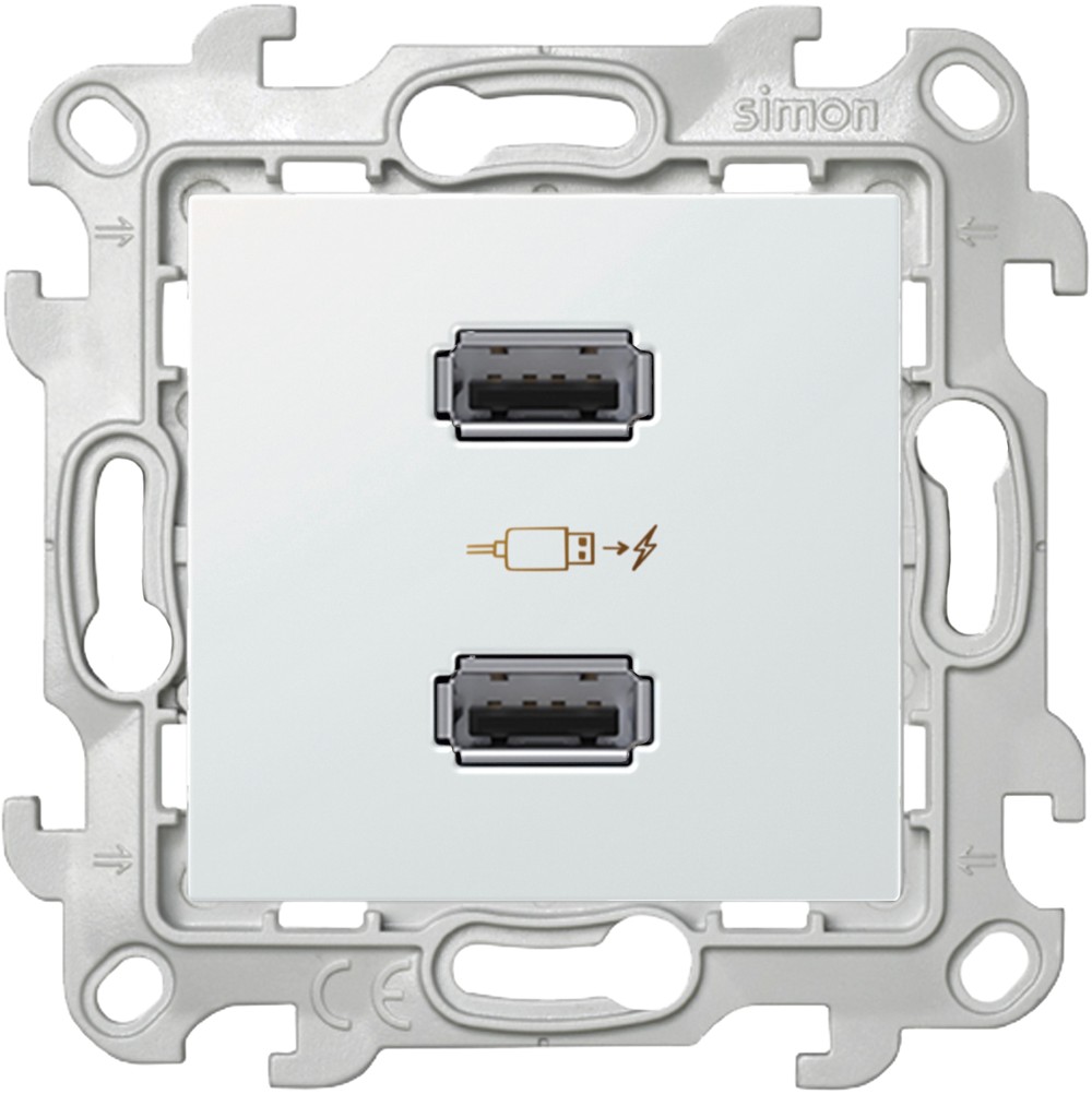 Зарядное устройство 2хUSB Simon SIMON 24 HARMONIE, скрытый монтаж, белый, 2411096-030